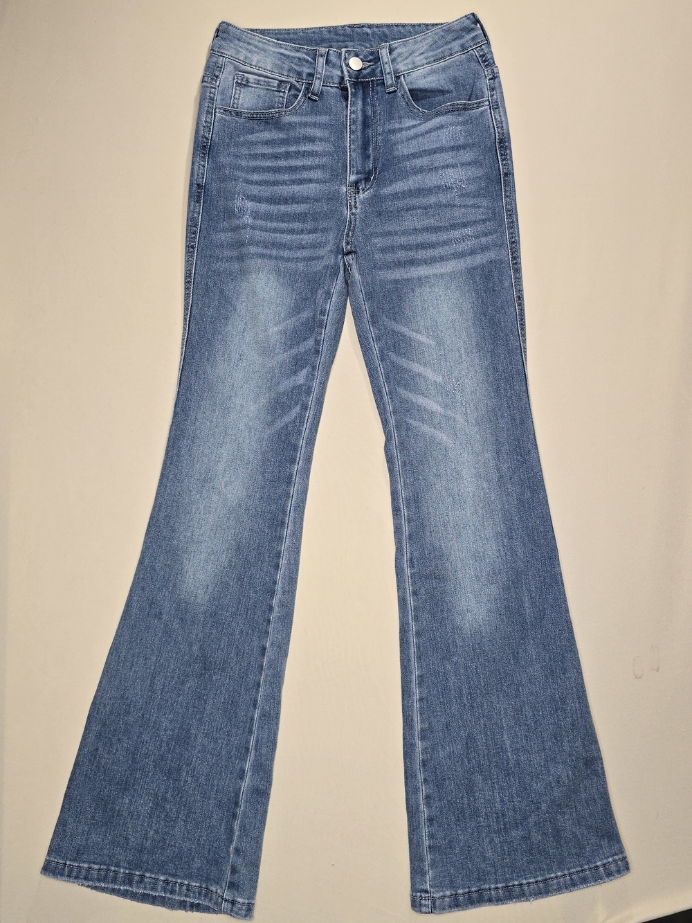 Women's Flair Jeans Size XS Light Wash 5-Pocket Button Closure Solid